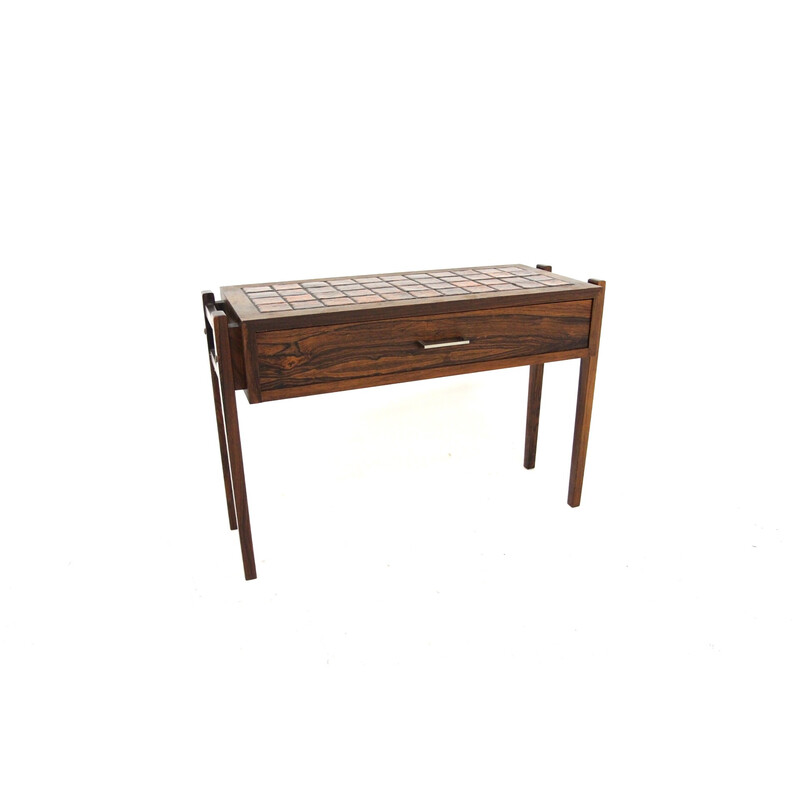 Vintage console in rosewood and ceramic, Sweden 1960s