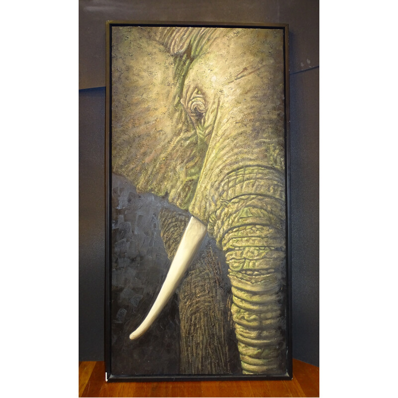 Vintage-Gemälde "Elefant" aus der französischen Schule
