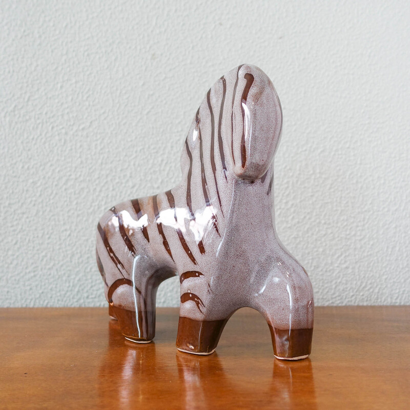 Vintage ceramic zebra, Finland 1960s