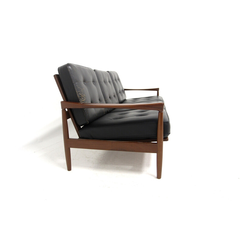 Vintage "Kolding" leather sofa by Erik Wørtz for Möbel-Ikéa, Sweden 1960s