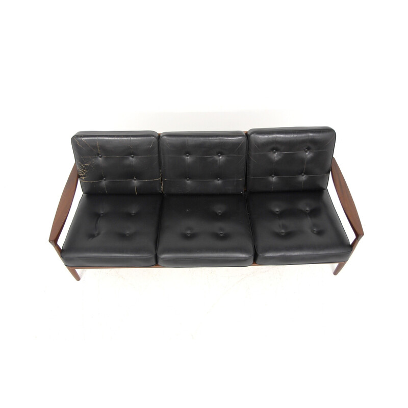 Vintage "Kolding" leather sofa by Erik Wørtz for Möbel-Ikéa, Sweden 1960s