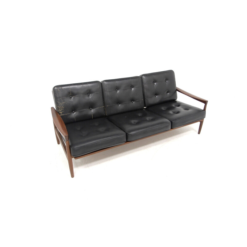 Vintage "Kolding" leather sofa by Erik Wørtz for Möbel-Ikéa, Sweden 1960s