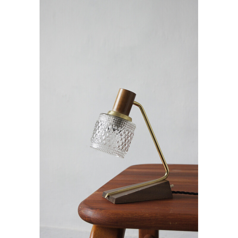 Vintage teak and brass table lamp from Temde, 1960s