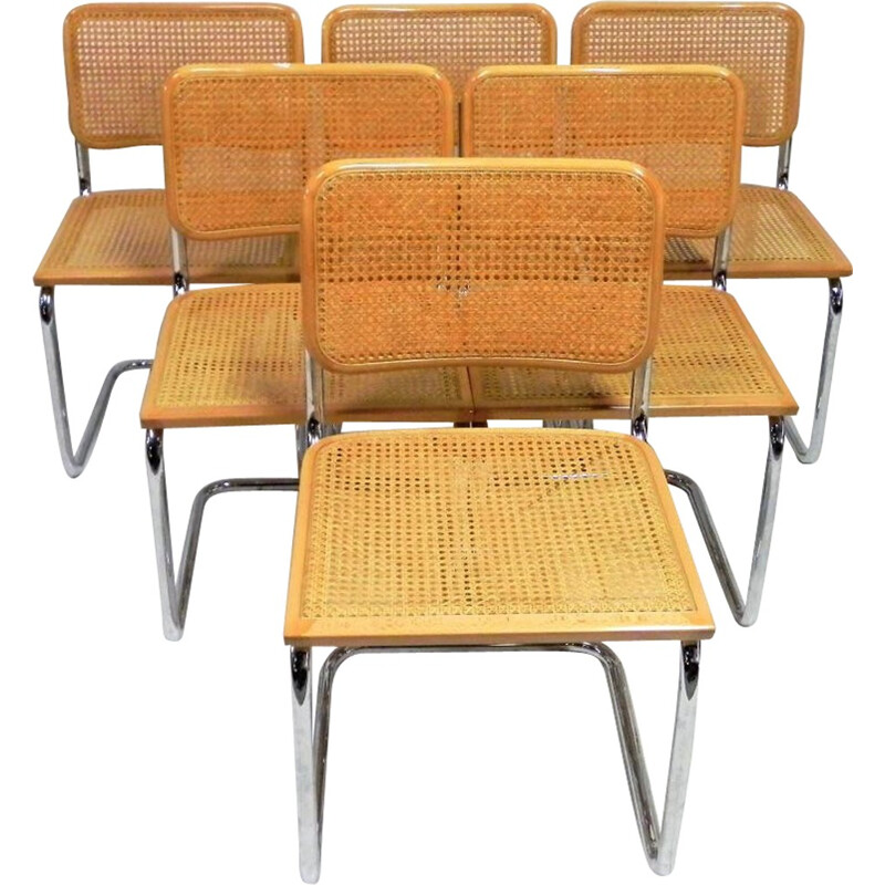 Set of 6 chairs by Marcel Breuer produced by Cesca - 1980s