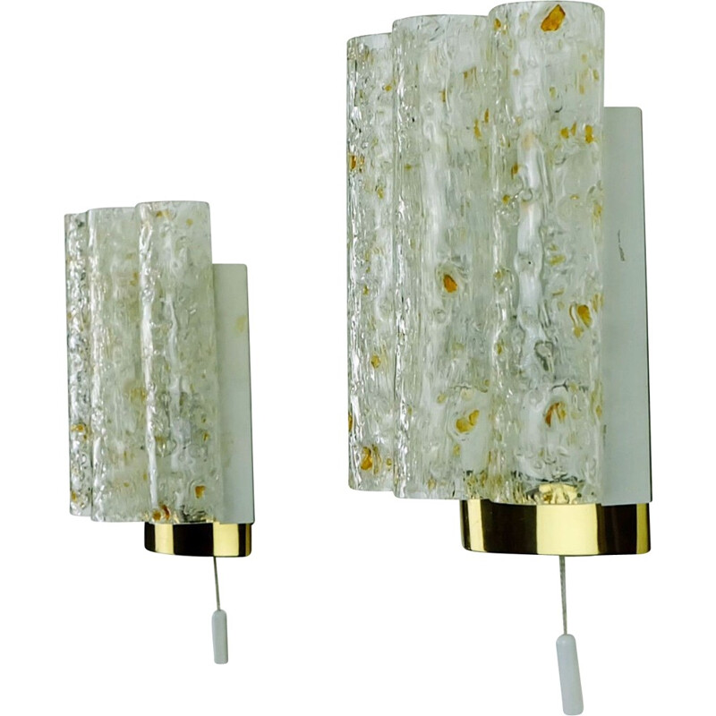Pair of wall lamps with 4 glass tubes produced by Doria - 1960s