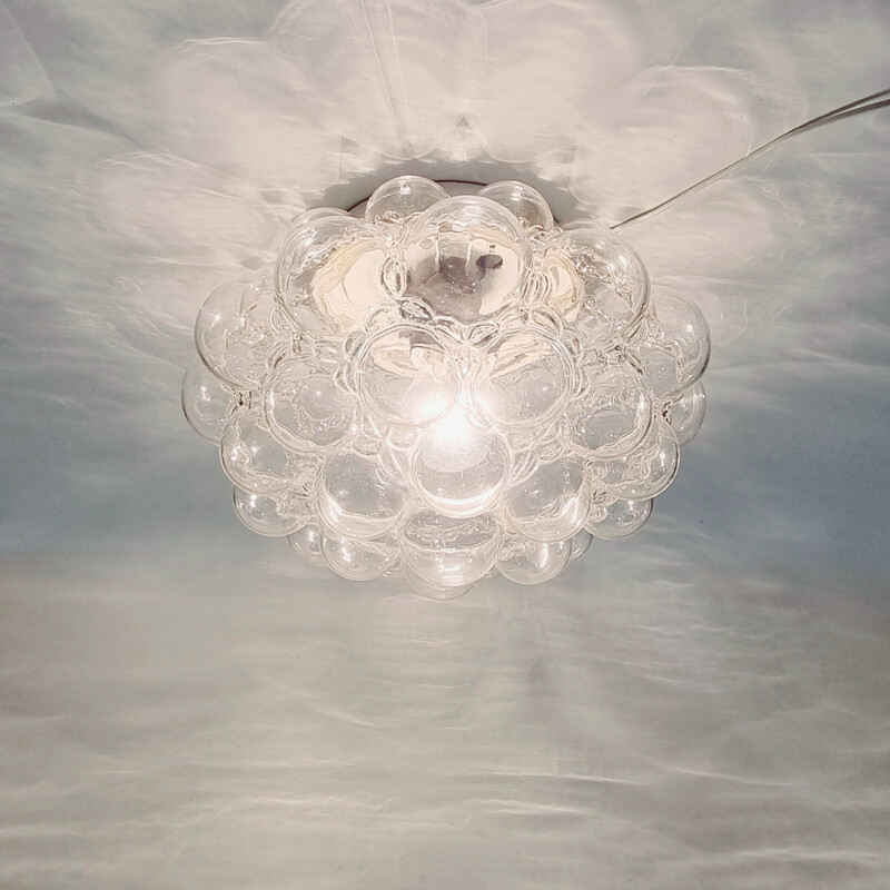 Lámpara de techo de cristal burbuja de mediados de siglo, Helena Tynell para Limburg, Alemania Años 70