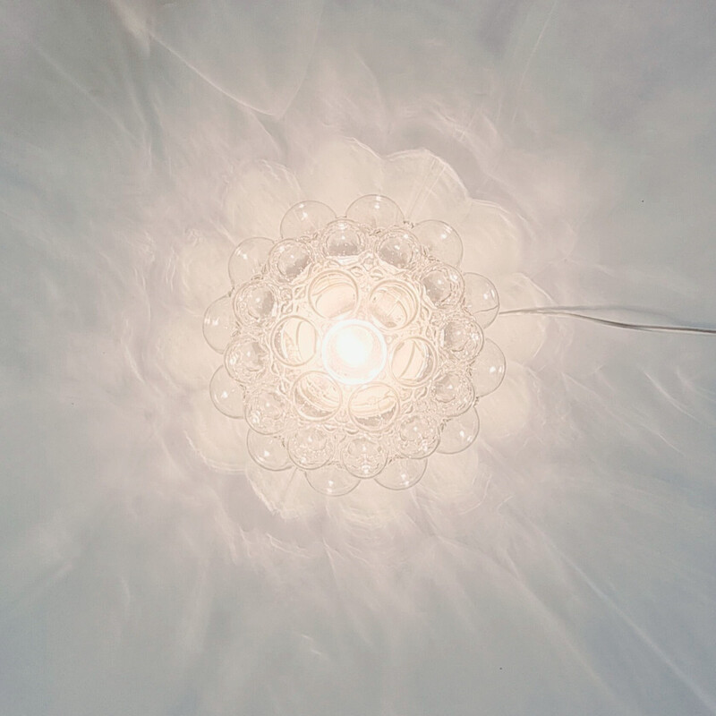 Lampada da soffitto in vetro a bolle d'aria della metà del secolo scorso di Helena Tynell per Limburg, Germania 1970