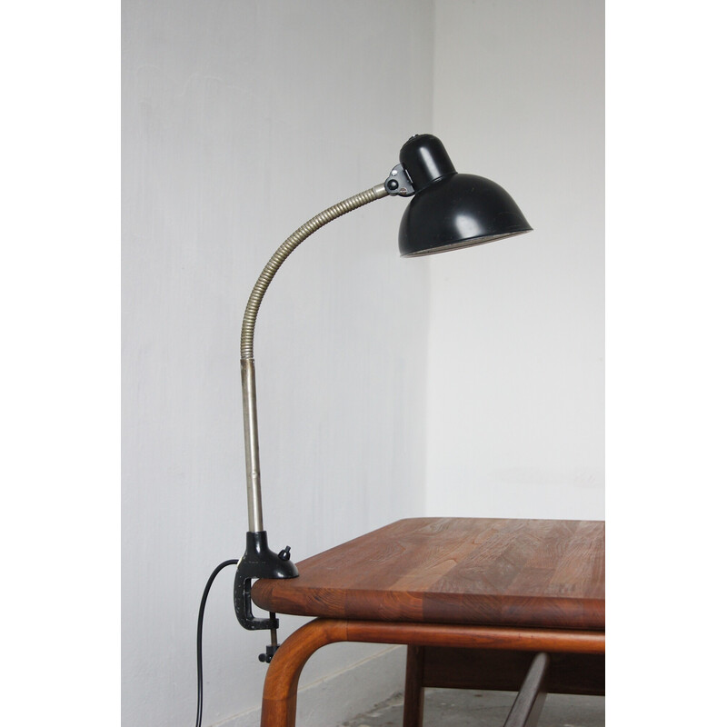 Lampada da tavolo nera Bauhaus vintage di Christian Dell per Kaiser Leuchten, anni '50