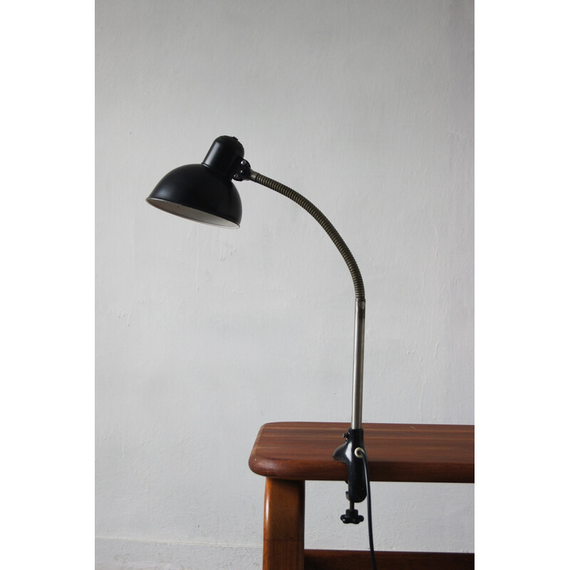 Lampada da tavolo nera Bauhaus vintage di Christian Dell per Kaiser Leuchten, anni '50