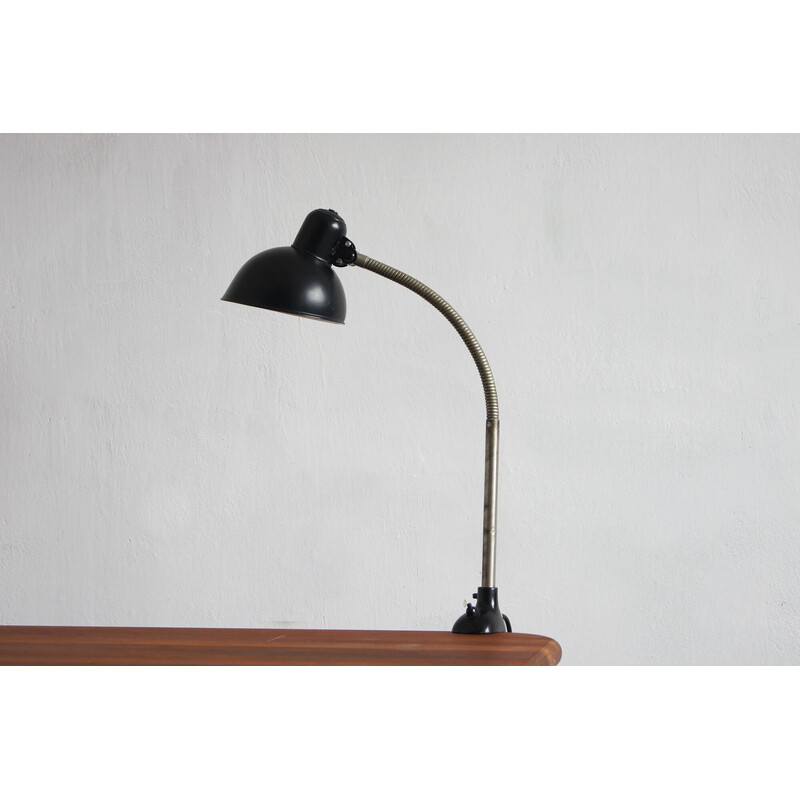 Vintage Bauhaus zwarte tafellamp van Christian Dell voor Kaiser Leuchten, 1950