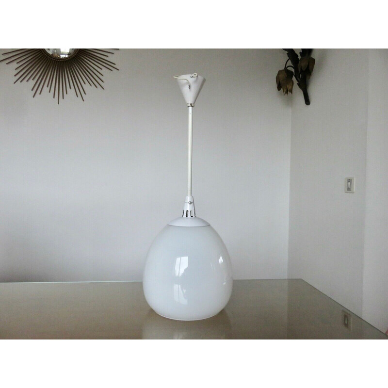 Vintage opal glass lita pendant lamp, France 1960-1970