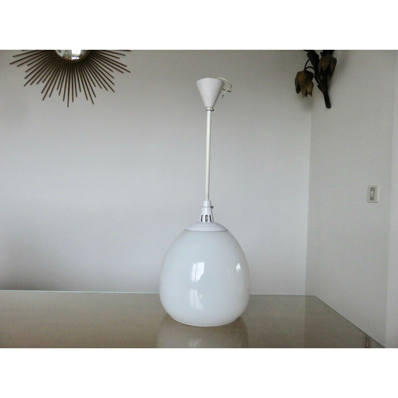 Vintage opal glass lita pendant lamp, France 1960-1970