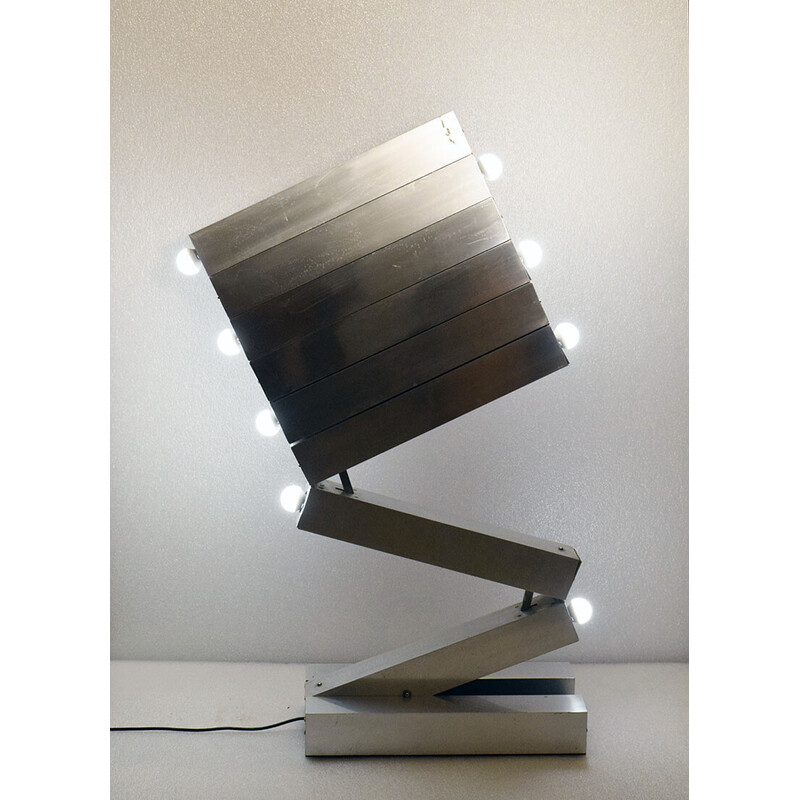 Vintage aluminum floor lamp by Obor Illuminating, 1970s