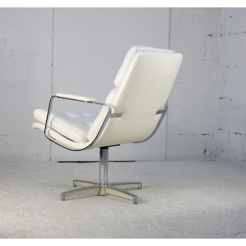 Fauteuil vintage "Space Age" en acier et simili-cuir, France 1970