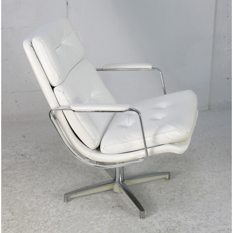 Fauteuil vintage "Space Age" en acier et simili-cuir, France 1970