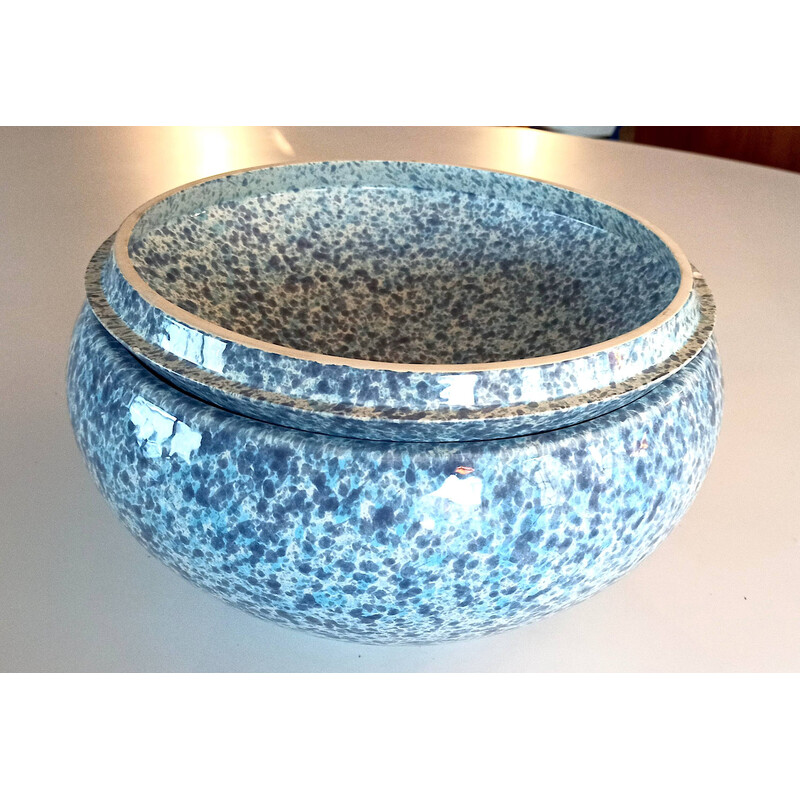 Vintage blue glazed ceramic cookie jar, 1970-1980