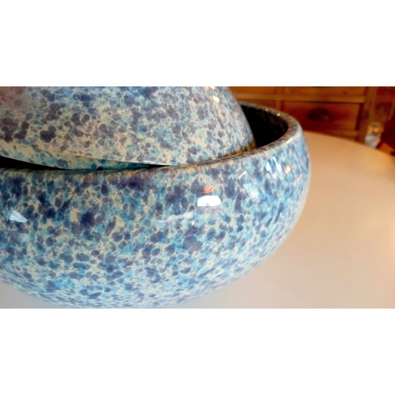 Vintage blue glazed ceramic cookie jar, 1970-1980