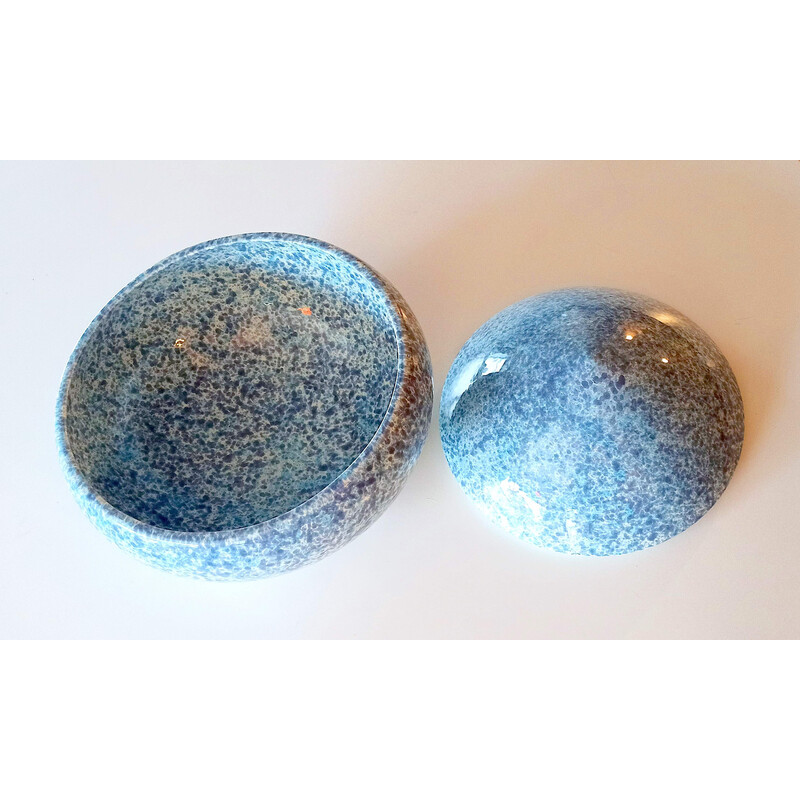 Vintage-Keksglas aus blau glasierter Keramik, 1970-1980