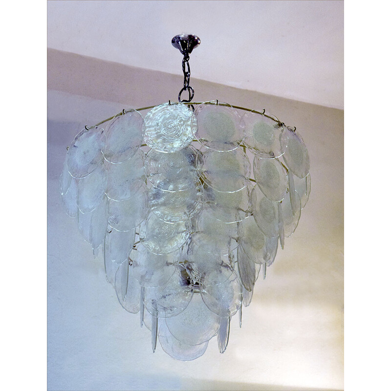 Vintage glass chandelier by Carlo Nason for Mazzega, 1970s