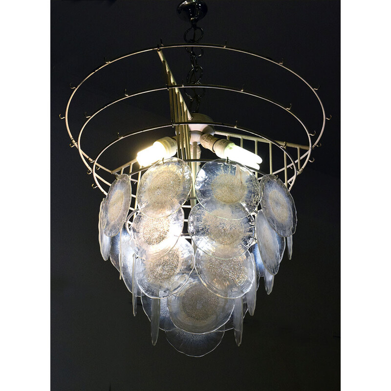 Vintage glass chandelier by Carlo Nason for Mazzega, 1970s