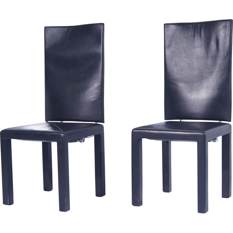 Pair of vintage dining chairs with high backs by Paolo Piva for B and B Italia Arcadia Arcara, Italy 1980s