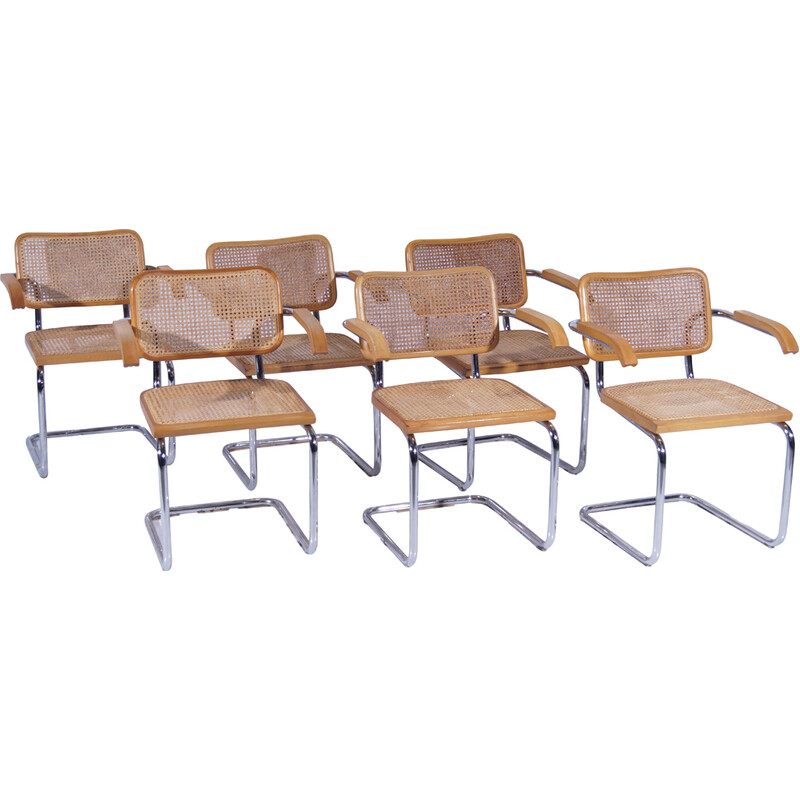 Set of 6 vintage Cesca armchairs B64 by Marcel Breuer