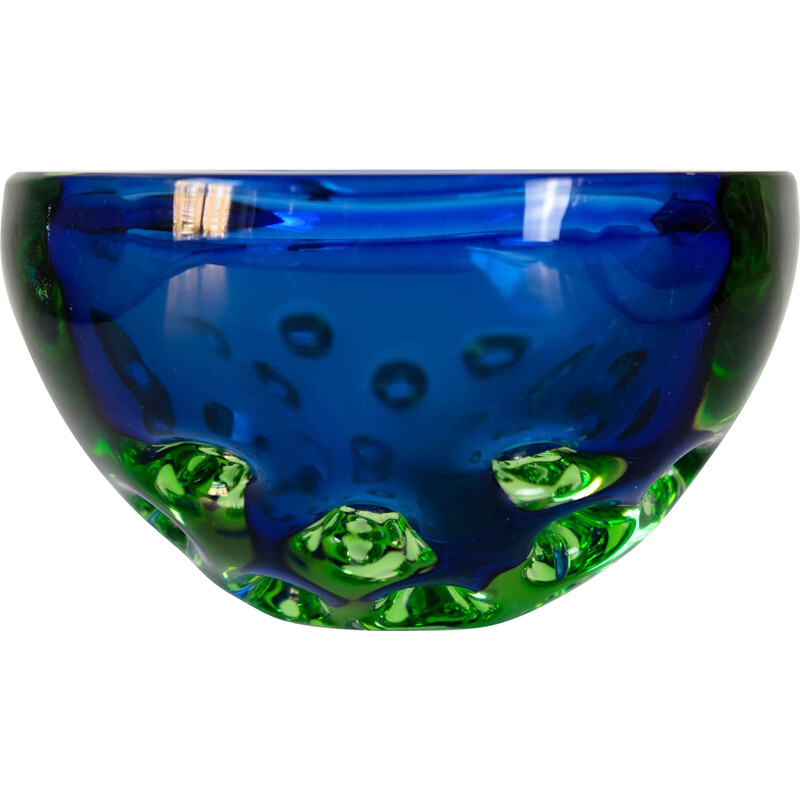Vintage Sommerso geode bowl em vidro Murano pela Galliano Ferro, Itália Anos 60