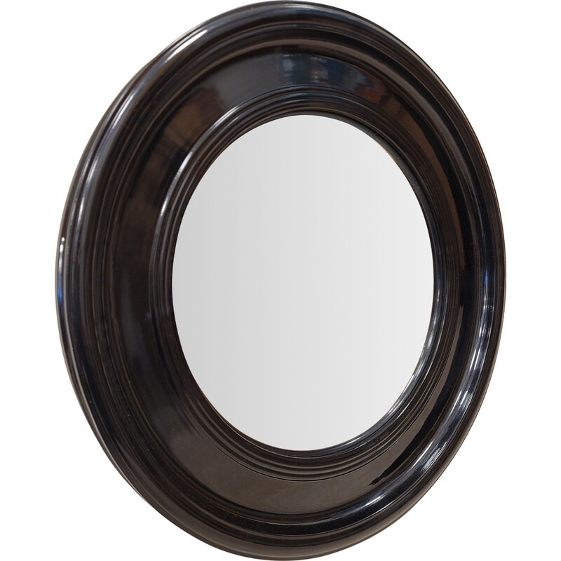 Vintage convex mirror with lacquered frame, France