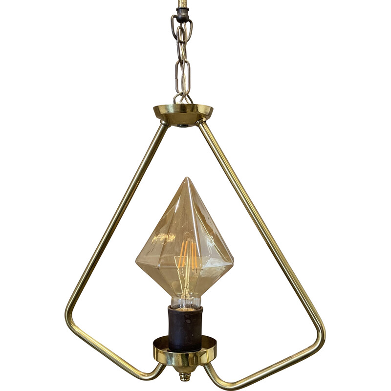 Vintage Scandinavian pendant lamp in metal and glass, 1950s