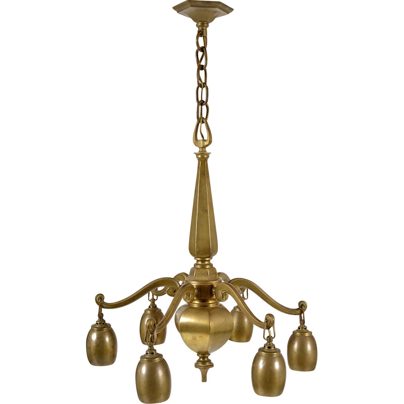 Vintage pendant lamp in solid brass, 1920s