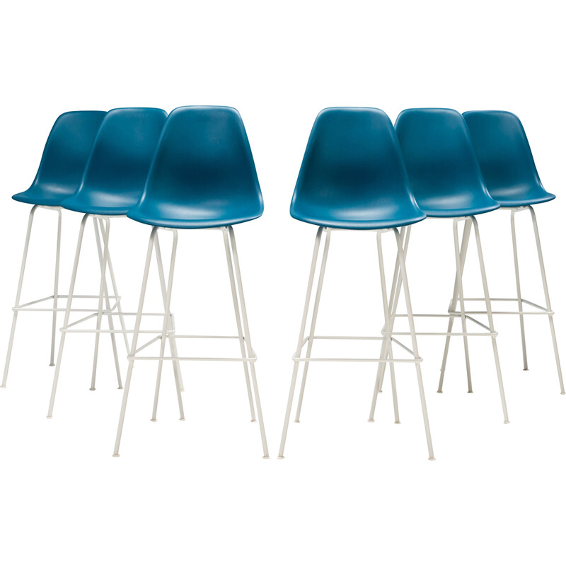 Set of 6 vintage plastic stools by Charles & Ray Eames for Herman Miller, 1950s