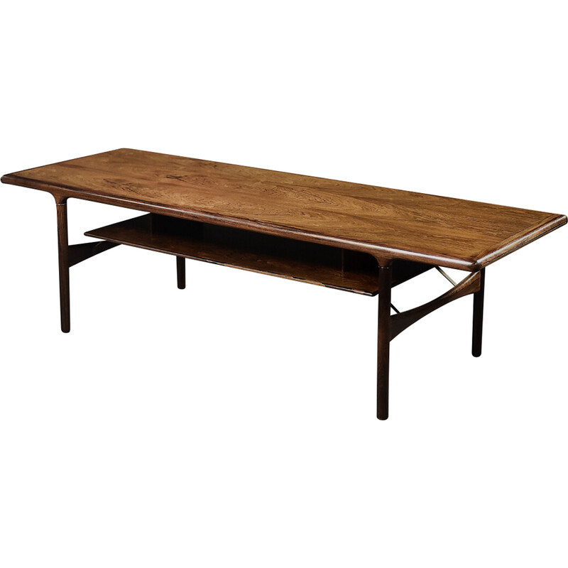 Vintage rosewood coffee table with shelf, Denmark 1960s