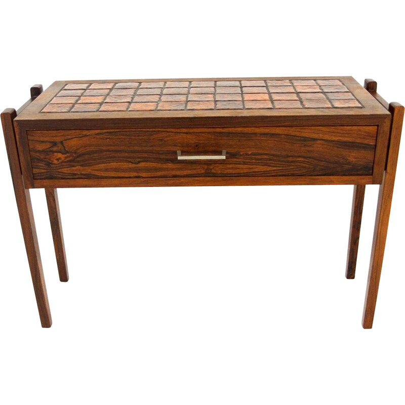 Vintage console in rosewood and ceramic, Sweden 1960s