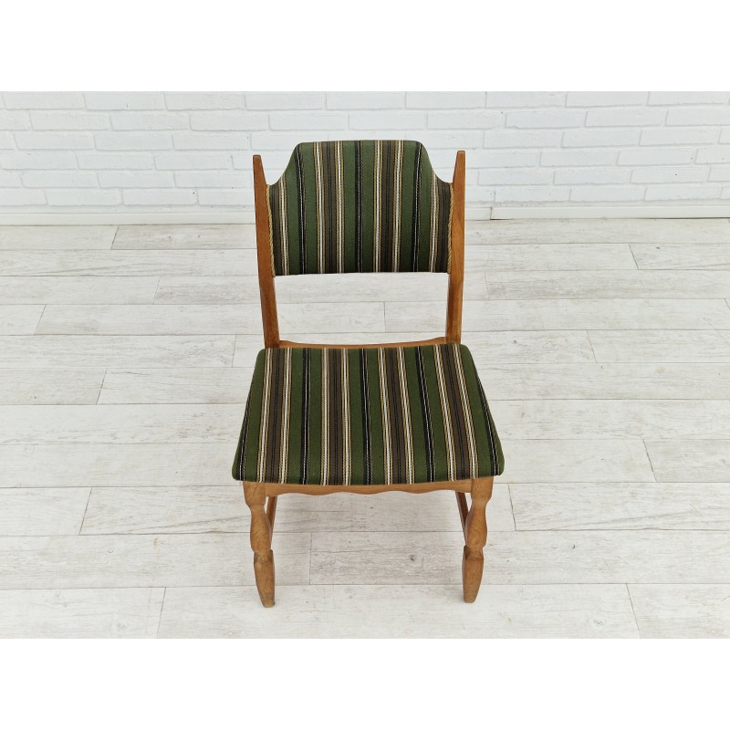 Set of 4 Danish vintage chairs in oak wood and wool, 1960s