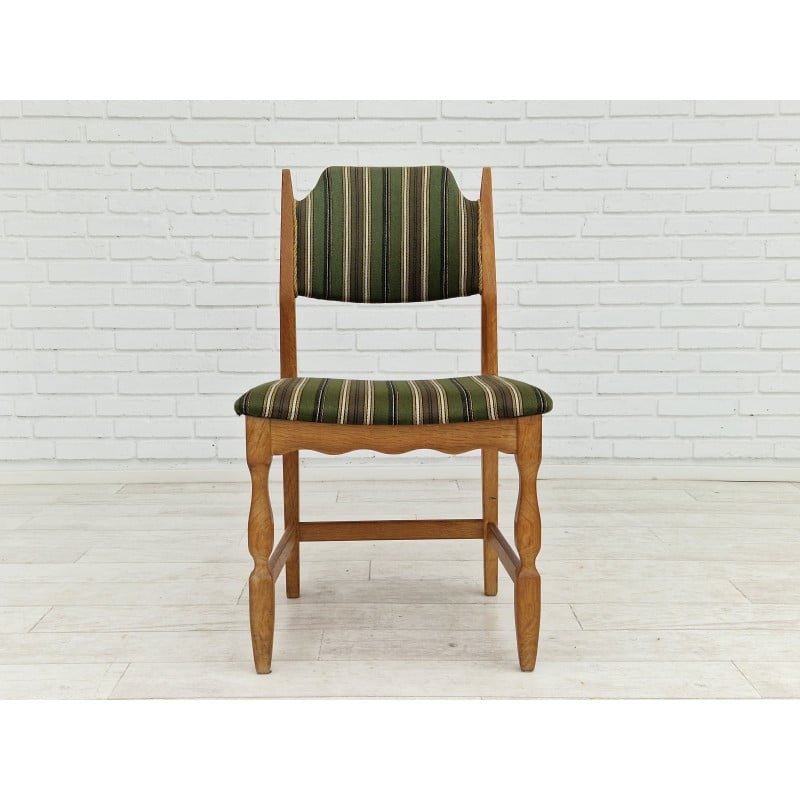 Ensemble de 4 chaises danoises vintage en bois de chêne et laine, 1960