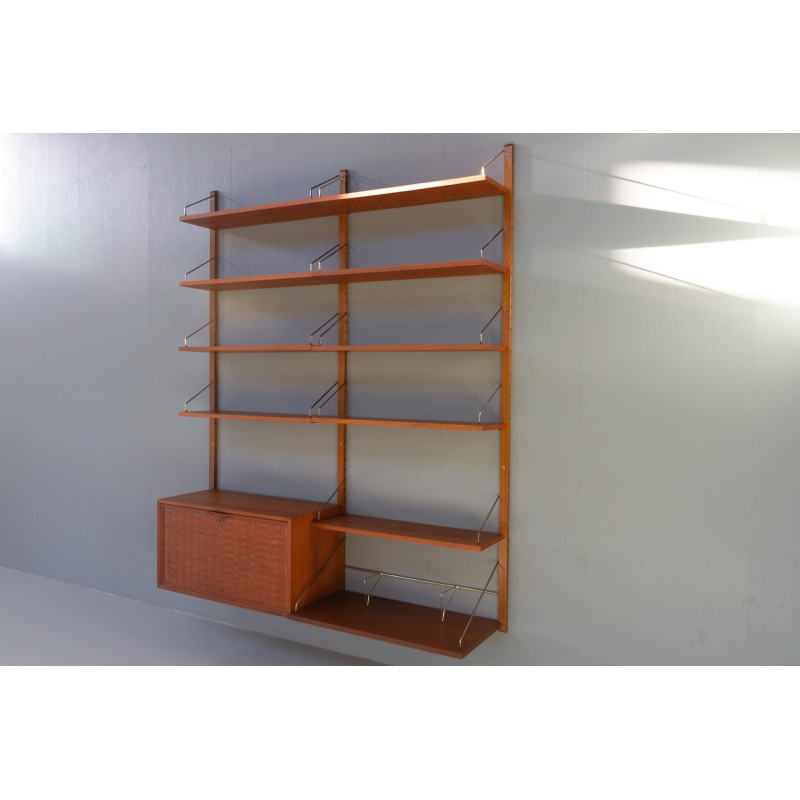 Danish vintage modular teak wall unit by Poul Cadovius for Cado, 1950s