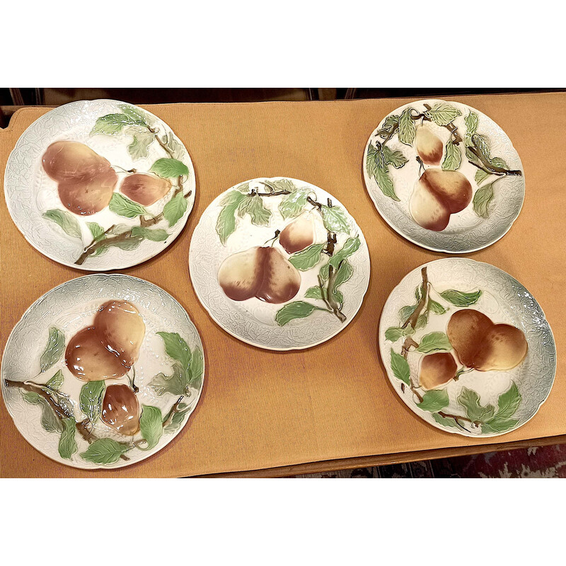 Set of 5 vintage St Clement's barbotine dessert plates
