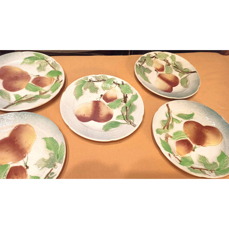 Set of 5 vintage St Clement's barbotine dessert plates