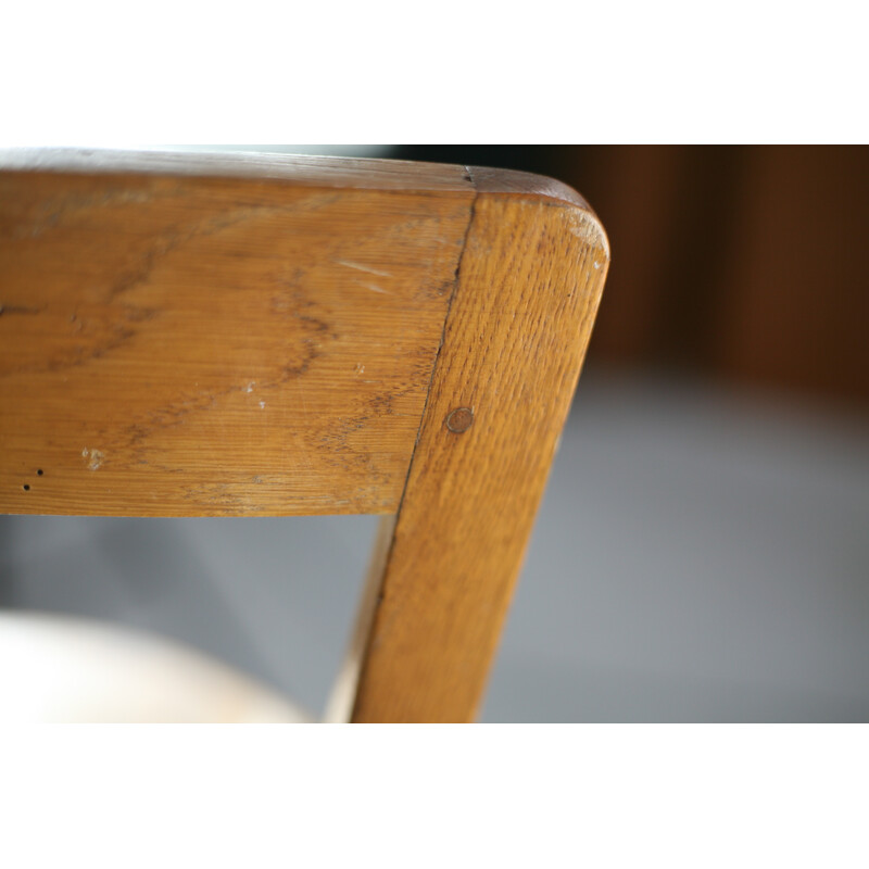 Vintage Brutalist chairs with wooden back, France 1960