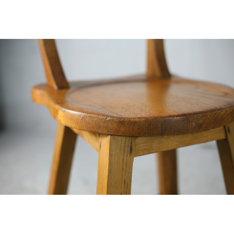 Vintage Brutalist chairs with wooden back, France 1960