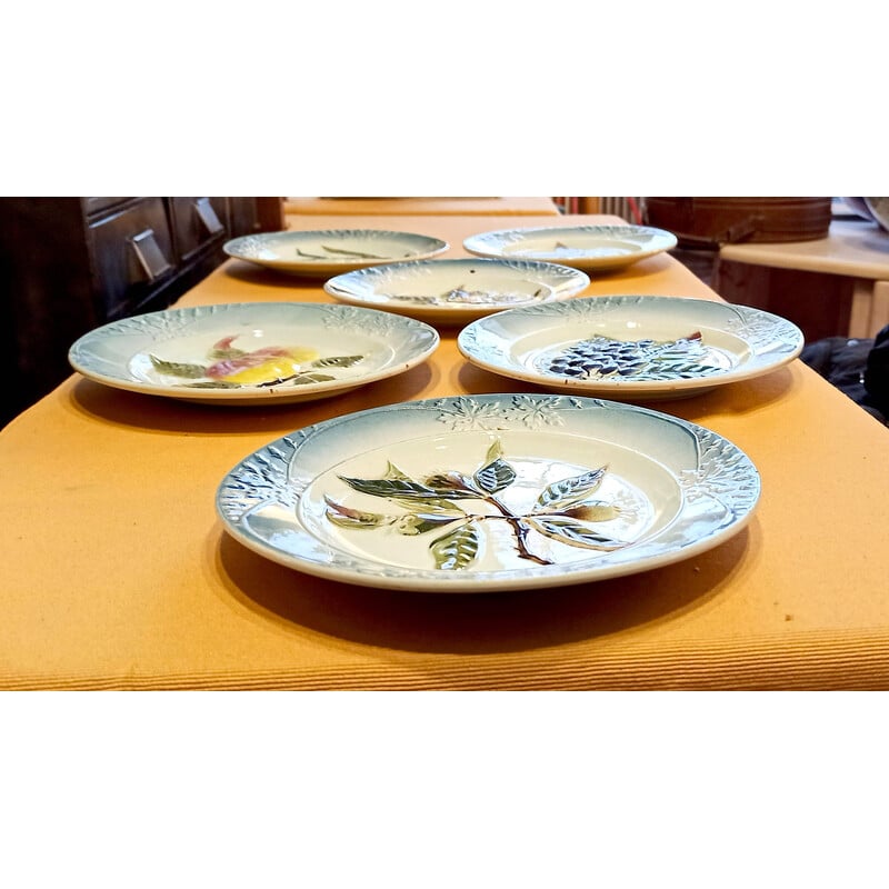 Lote de 6 platos de postre barbotina vintage