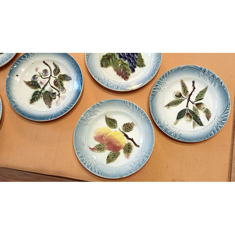 Lote de 6 platos de postre barbotina vintage