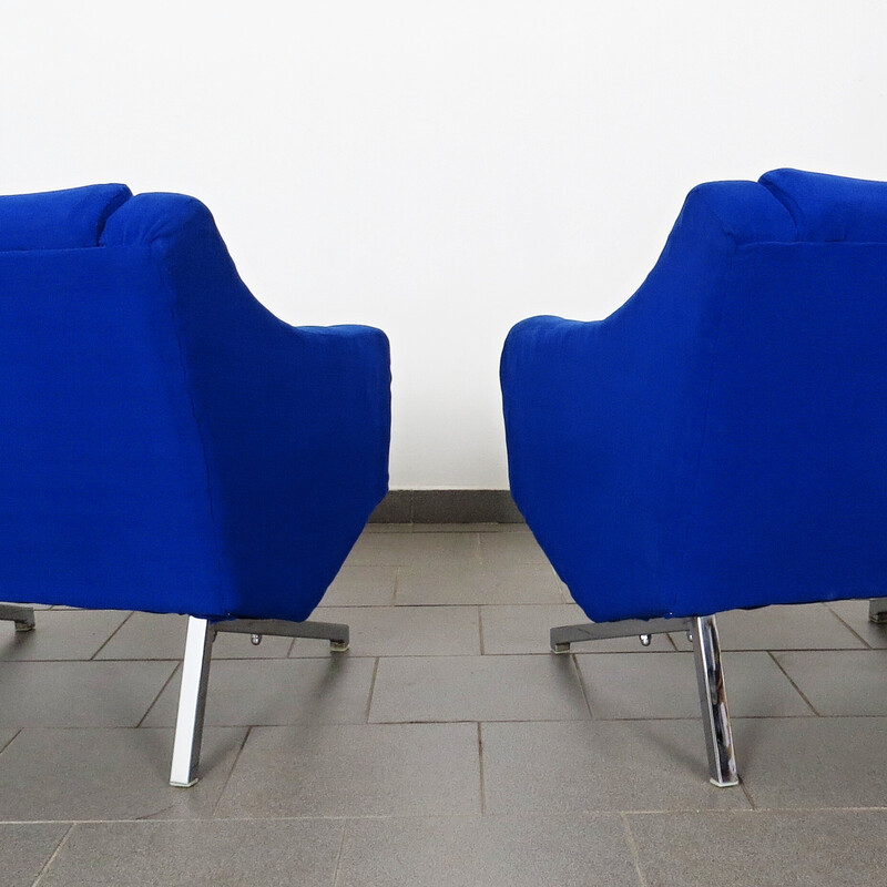 Paar Sessel aus blauem Stoff
