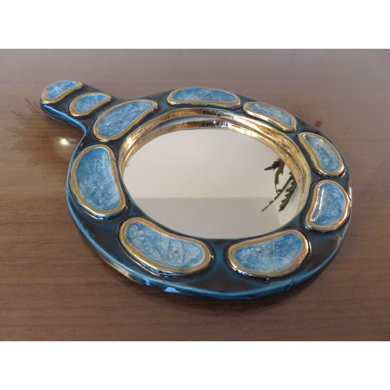 Vintage Mithé Espelt ceramic mirror, 1960