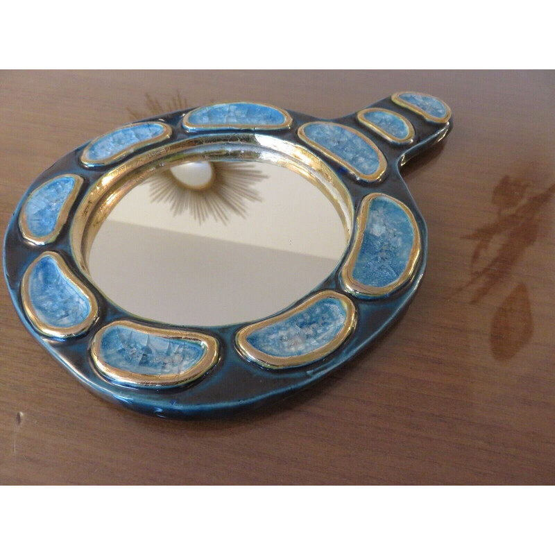 Vintage Mithé Espelt ceramic mirror, 1960