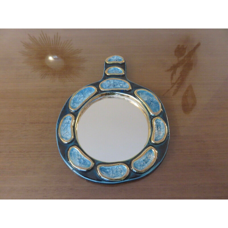 Specchio vintage in ceramica Mithé Espelt, 1960