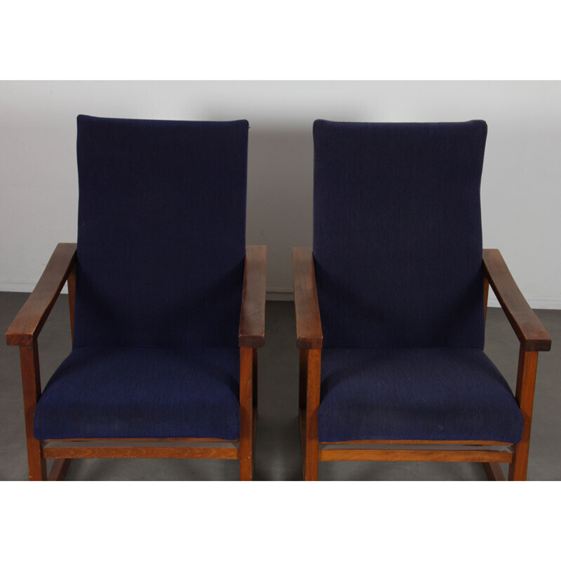 Paar vintage houten fauteuils, 1970