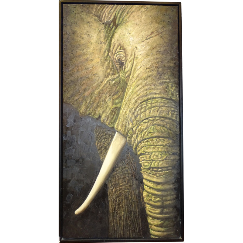 Vintage painting "elephant" of the French school