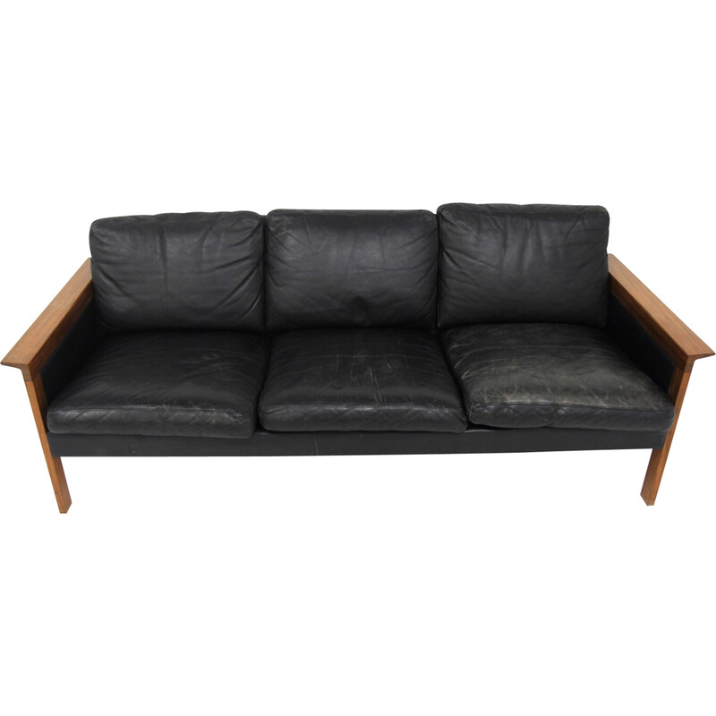 Vintage-Sofa aus Teakholz und Leder piour Möbel-Ikéa, Schweden 1960