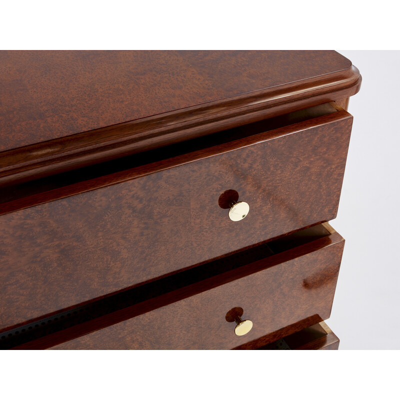 Vintage Amboyna burl chest of drawers, 1940